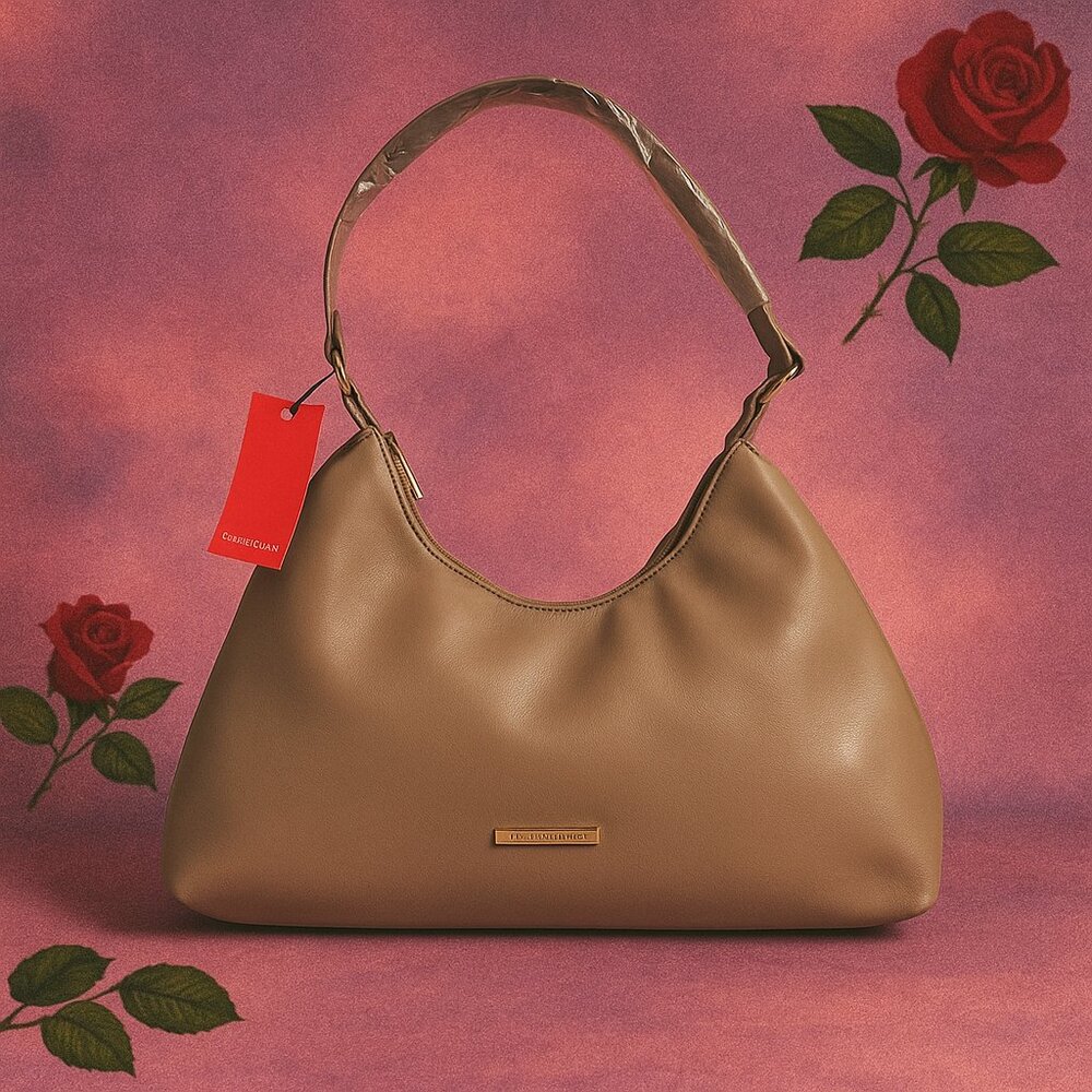 Rampage Nude Structured Hobo Classic 90s Style Shoulder Bag NWT